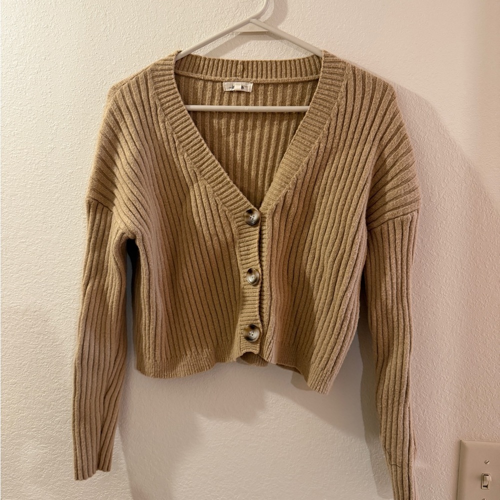 Cozy Tan Ribbed Women's Sweater